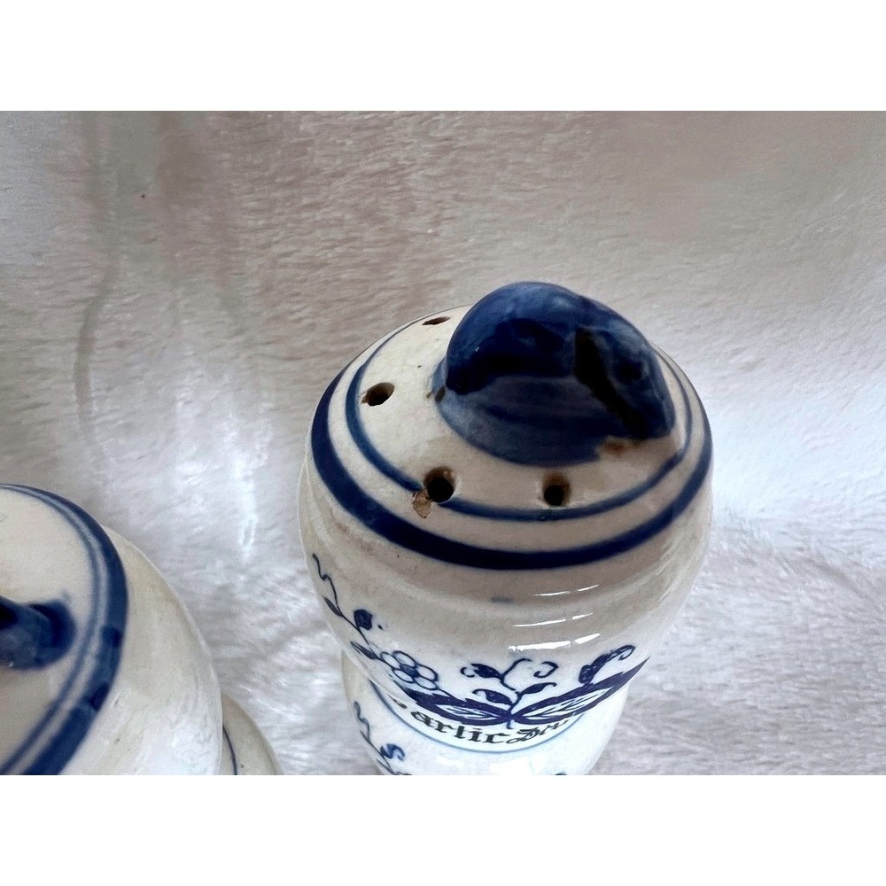 Vintage Blue Onion Decor Ceramic Spice Jar Set Garlic Salt Onion Ginger Japan - Picture 6 of 15